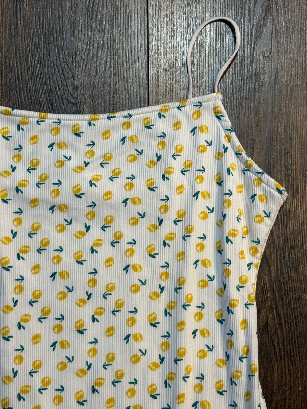 Vine & Valley Women’s XL Lemon Print Ribbed Maxi Dress Side Slit Spaghetti Strap - Picture 5 of 10